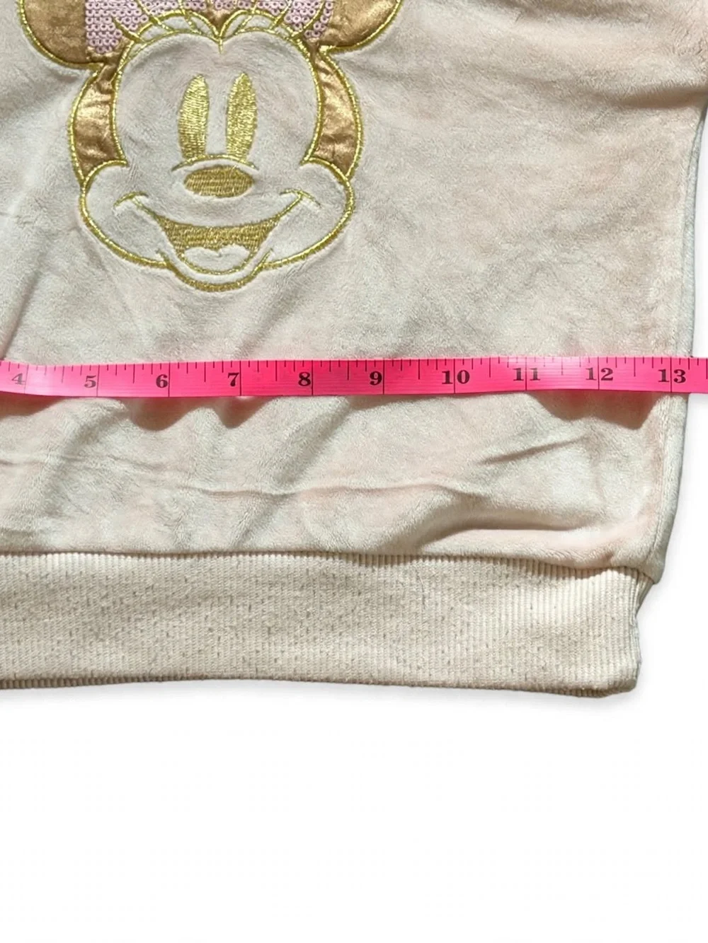 Disney Junior Minnie Mouse Girls 3T Plush Velour Hoodie 3D Ears Sequin Bow